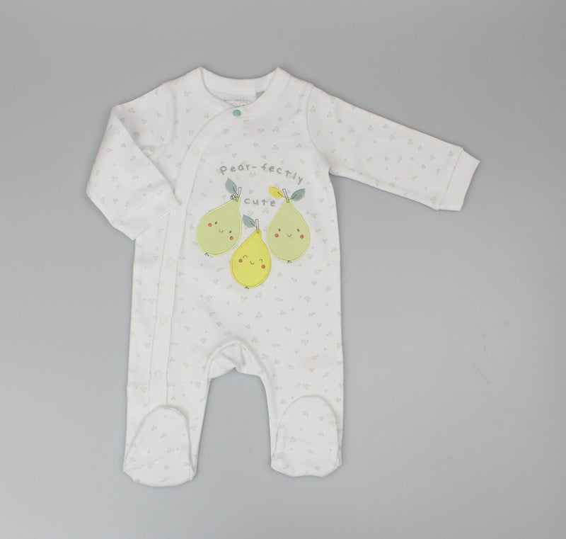 Baby Cotton Sleepsuit - 'Pear-fectly Cute' - (NB-3M) (PK6) H03609