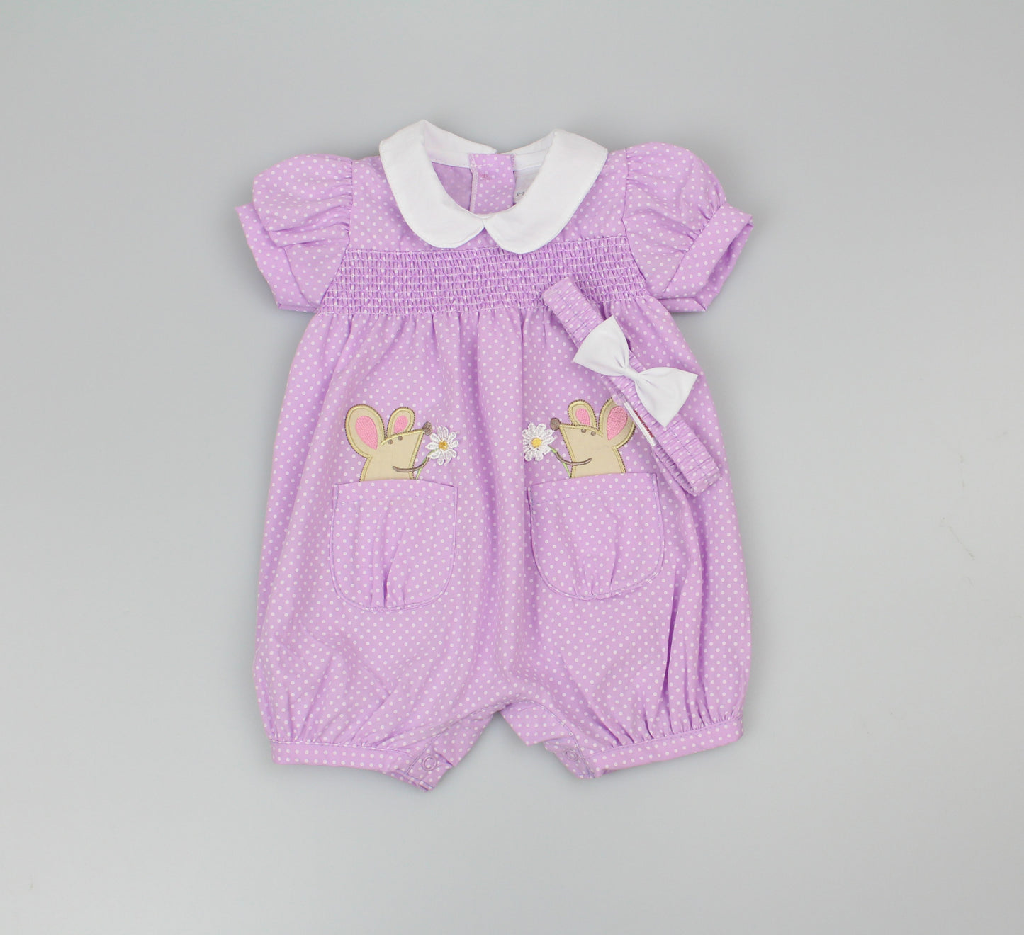 2pc Baby Girls Romper Set - Purple (0-9m) (PK6) - K14241
