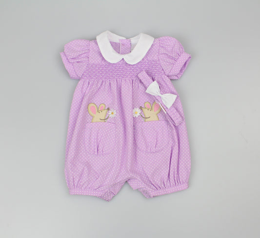 2pc Baby Girls Romper Set - Purple (0-9m) (PK6) - K14241
