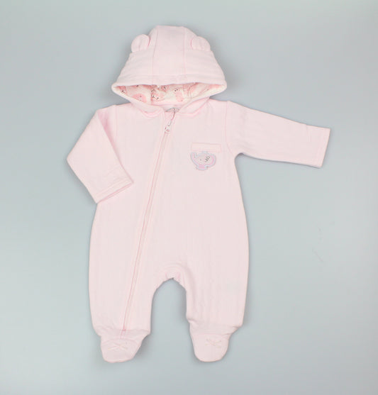 Baby Plain Hooded All in One - Pink (0-9m) (PK6)  M15951