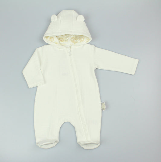 Baby Plain Hooded All in One - Cream (0-9m) (PK6)  M15960