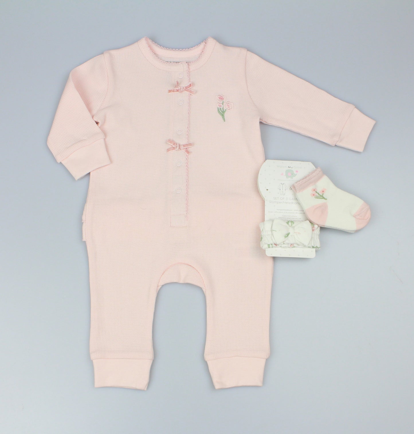 Baby Girls 3pc Romper Set - Pink (0-9m) (PK6)  M15987