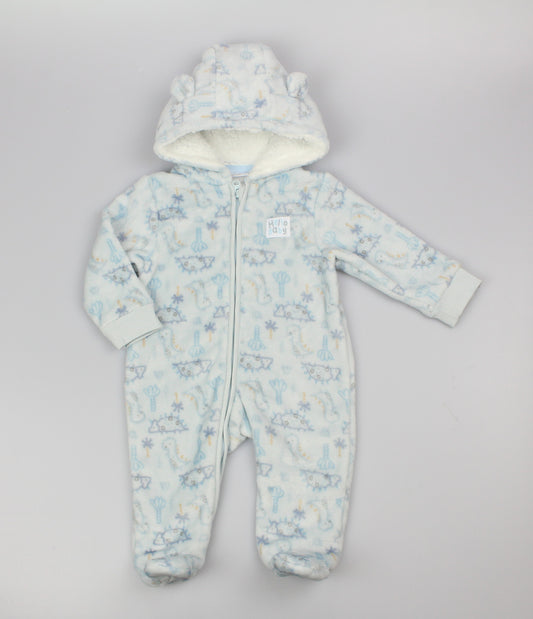 Baby Zipped Plush Fleece Pramsuit - Dino (3-12m) (PK6) M26075
