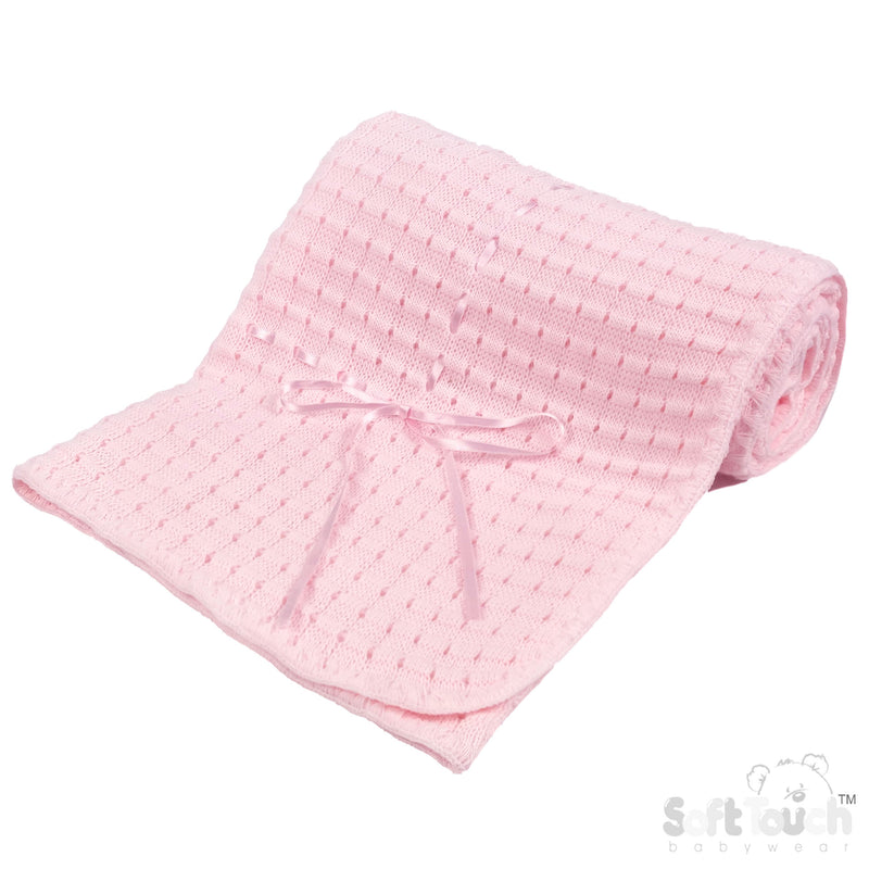 Pink Waffle Shawl - Ribbon (95x95cm) (PK4) SH12-P