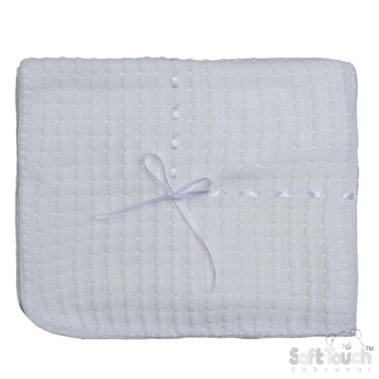White Waffle Shawl - Ribbon (95x95cm) (PK4) SH12-W