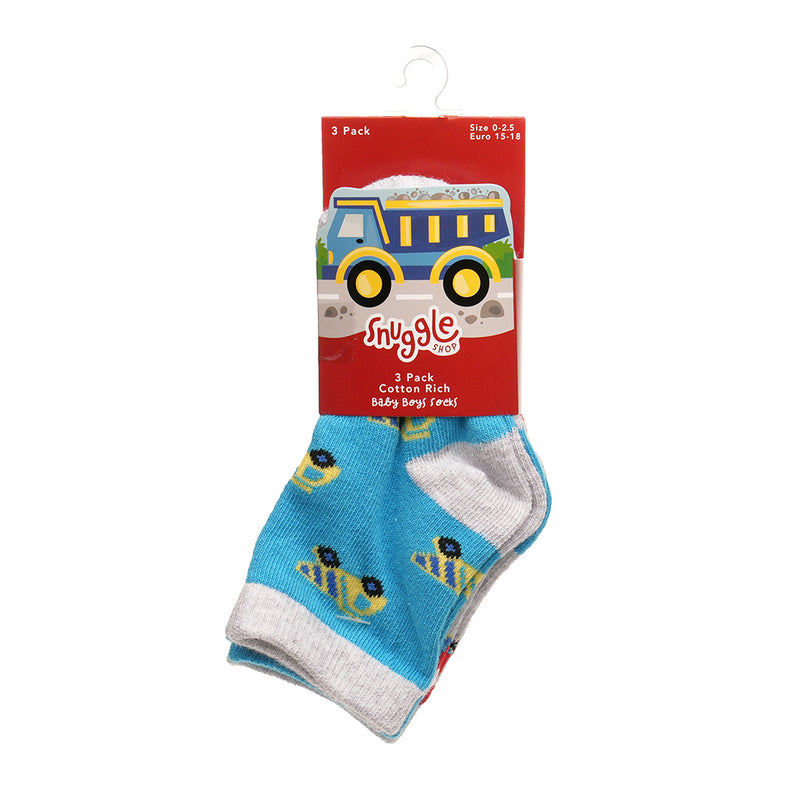 Baby Boys 3pk Socks - Cars (PK12) (00-5.5) SK1203