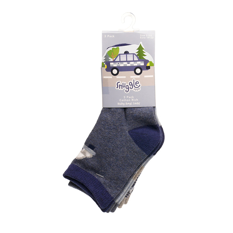 Baby Boys 3pk Socks - Cars (PK12) (00-5.5) SK1203