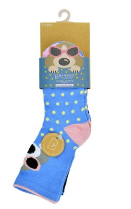 Girls 3pk Socks - PolkaStripePuppy (PK12) (6-8.5 to 12.5-3.5) SK735