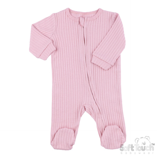 Ribbed Sleepsuit - Dusty Pink (0-3m) (PK6) - SS4600-DP-03