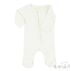 Ribbed Sleepsuit - Marshmallow (3-6m) (PK6) - SS4600-MA-36