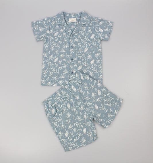 Baby Boys 2pc Shorts Set - Blue Grey Patterned (1-2Years) (PK6) M34315