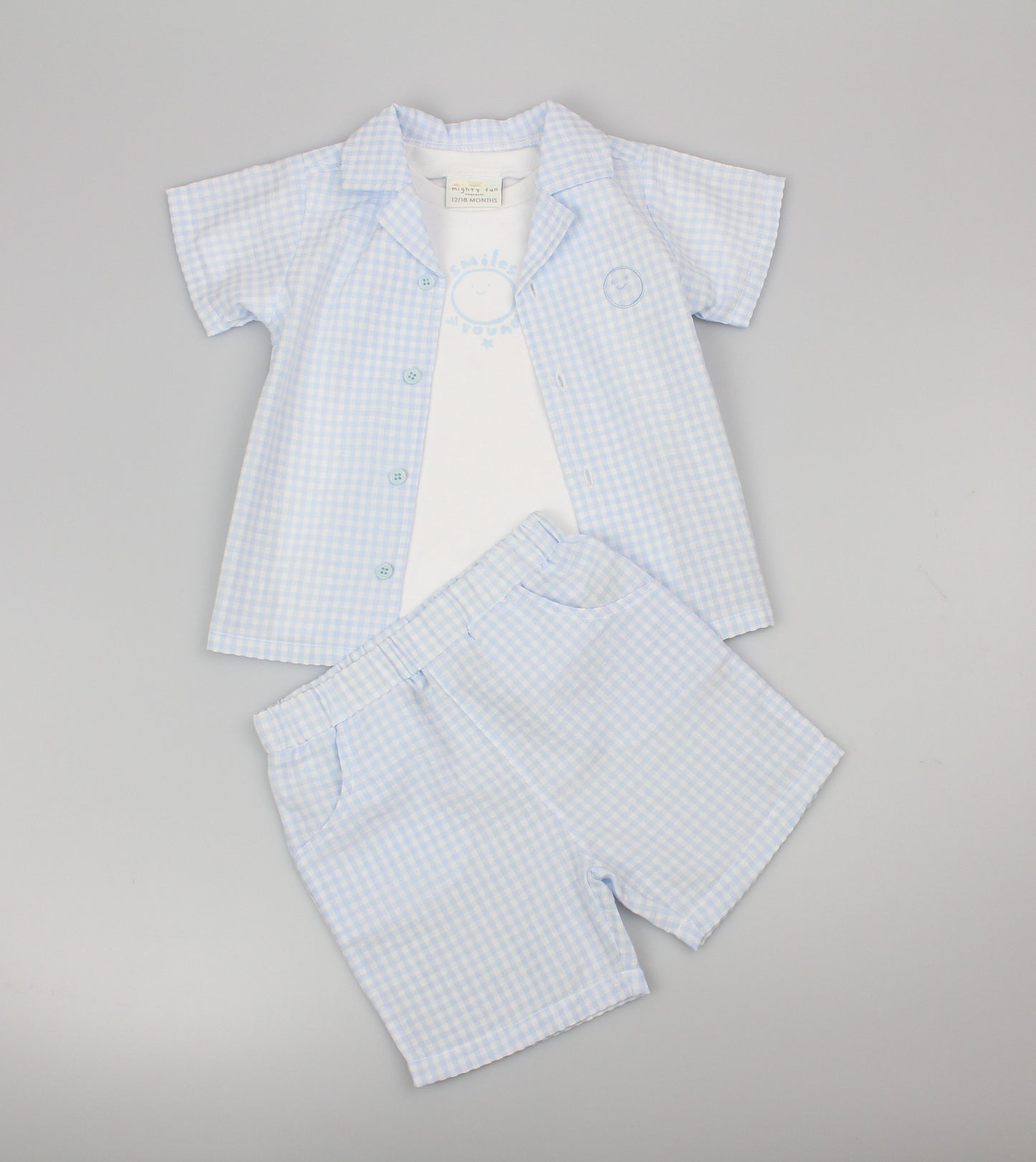 Baby Boys 3pc Shorts Set - Light Blue (1-2Years) (PK6) M34320