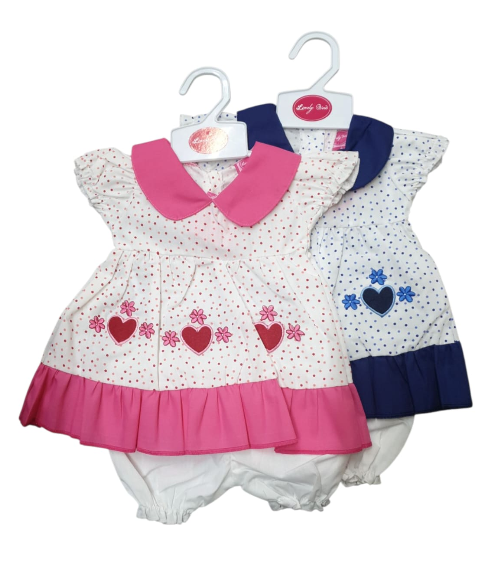 Baby Dress - Polka/Hearts (0-9months) (PK6) DRS16