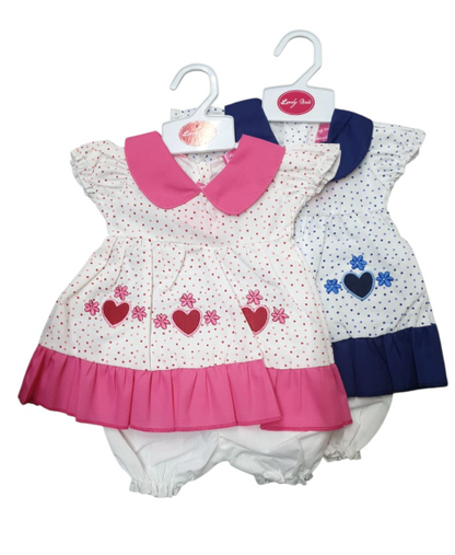 Baby Dress - Polka/Hearts (0-9months) (PK6) DRS16