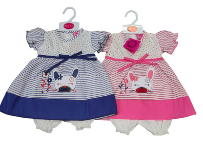 Baby Dress - Stripy Bunny (0-9months) (PK6) DRS17