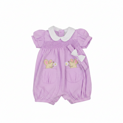 2pc Baby Girls Romper Set - Purple (0-9m) (PK6) - K14241