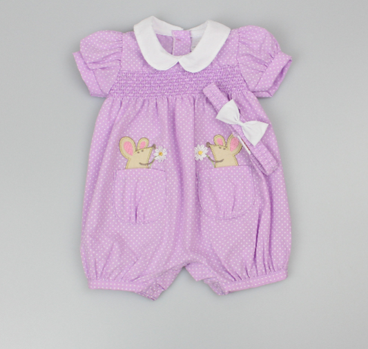 2pc Baby Girls Romper Set - Purple (0-9m) (PK6) - K14241