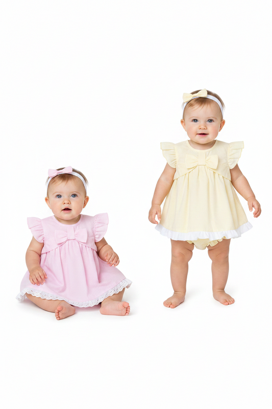 Baby Girls Dress, Pant & Headband Set - Lemon/Pink (0-9m) (PK6) H12803NB