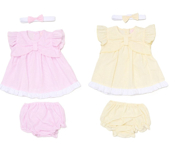 Baby Girls Dress, Pant & Headband Set - Lemon/Pink (0-9m) (PK6) H12803NB