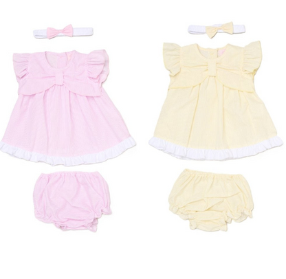 Baby Girls Dress, Pant & Headband Set - Lemon/Pink (0-9m) (PK6) H12803NB