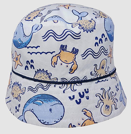 Reversible Baby Boys  Bucket Hat - Sea Animals (6-18m) (PK12) 0399