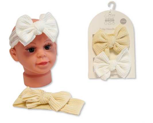 Baby Girls 2 Headbands with Bow Set - Taupe (0-6m) (PK6) GP-25-1397