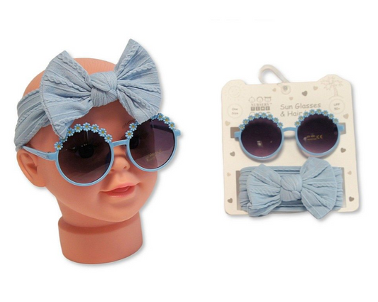 Baby Girls Headband with Bow and Sunglasses Set - Blue (0-6m) (PK6) GP-25-1408
