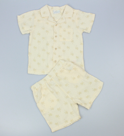 Baby Boys 2pc Shorts Set - Stone/Palm Tree(1-2Years) (PK6) M34316