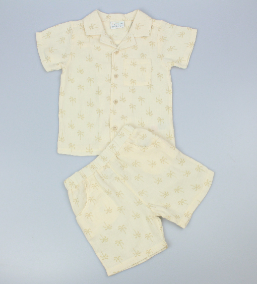 Baby Boys 2pc Shorts Set - Stone/Palm Tree(1-2Years) (PK6) M34316