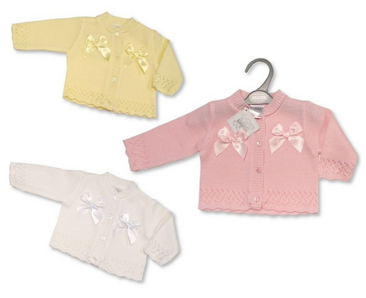Knitted Baby Girls Cardigan with Bow (0-9 Months) (PK6) Bw-10-581