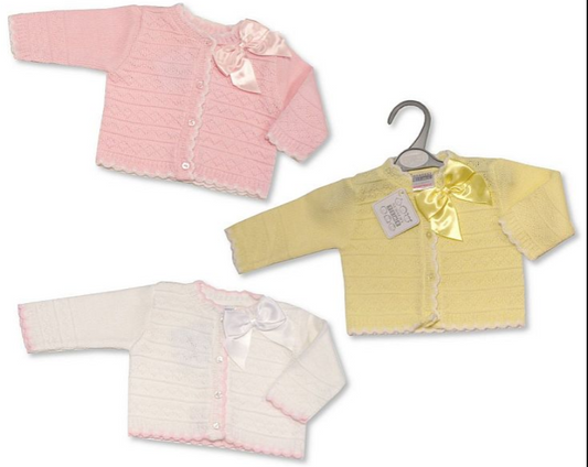 Knitted Baby Girls Cardigan with Bow (9-24 Months) (PK6) Bw-10-180