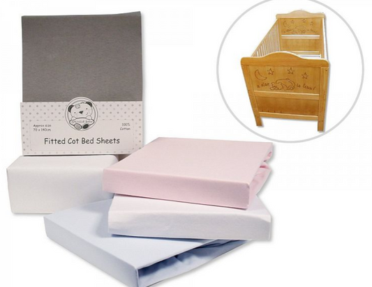 2 Pack Cotton Cot-Bed Sheets - Fitted - (70x140cm) BW-111-234