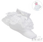 WHITE ANKLE SOCKS W/BELL LACE & BOW (0-24 Months) S344-W