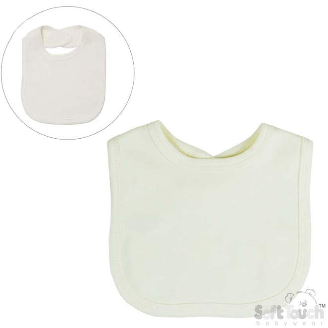 BABY CREAM VELCRO BIB (PK12) P4621-C
