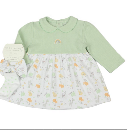 Baby Sage Dress Headband & Socks Outfit (Pack of 6) - M14272