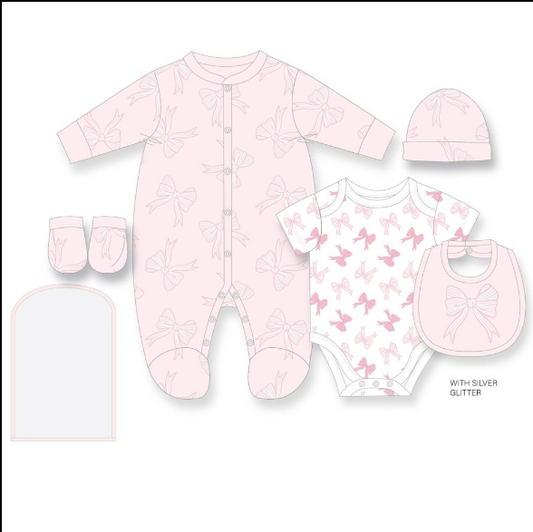 6pc Baby Mesh Bag Gift Set - Pink Bows (PK4) (NB-6m) H12811NB