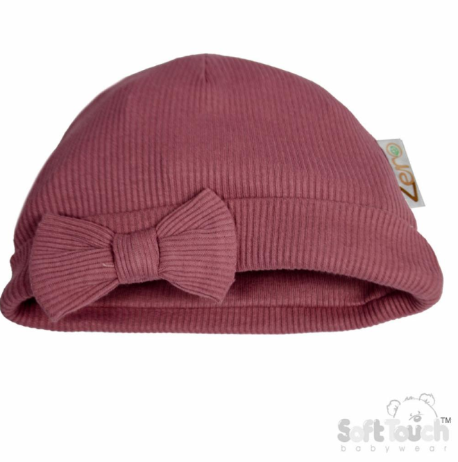 Deco Rose Ribbed Hat (NB-6 Months) (PK6) H4500-DR