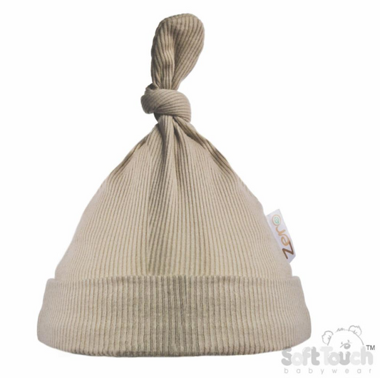 Biscuit Ribbed Hat (NB-6 Months) (PK6) H4500-Bi knooty