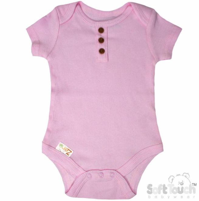 Pink Ribbed Bodysuit (NB-3 Months) (PK6) BS4500-P