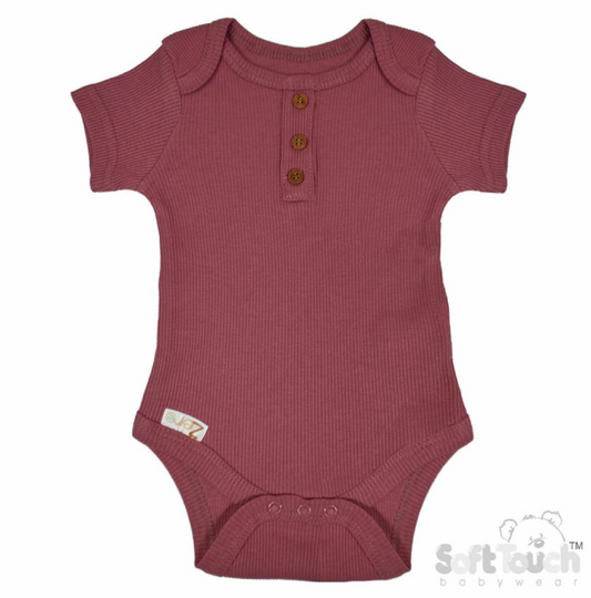 Deco Rose Ribbed Bodysuit (NB-3 Months) (PK6) BS4500-DR