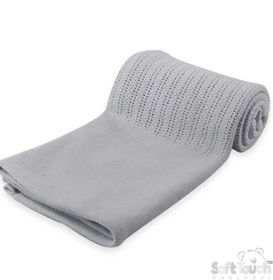 Deluxe Personalisation Cotton Cellular Blanket - Grey (PK6) (70x90cm) CBP60-G*
