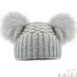 Deluxe Grey Checked/Striped Hat w/Pom Poms (NB-12m) (PK6) H670-G