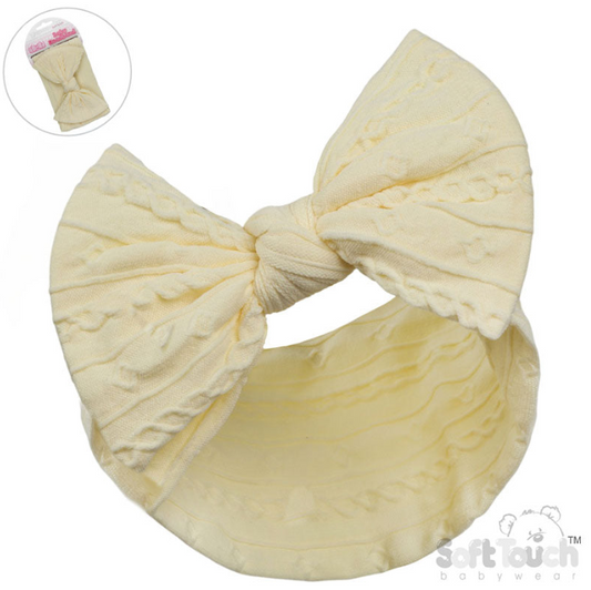 LEMON CABLE HEADBAND W/BOW : (PK12) HB112-LEM