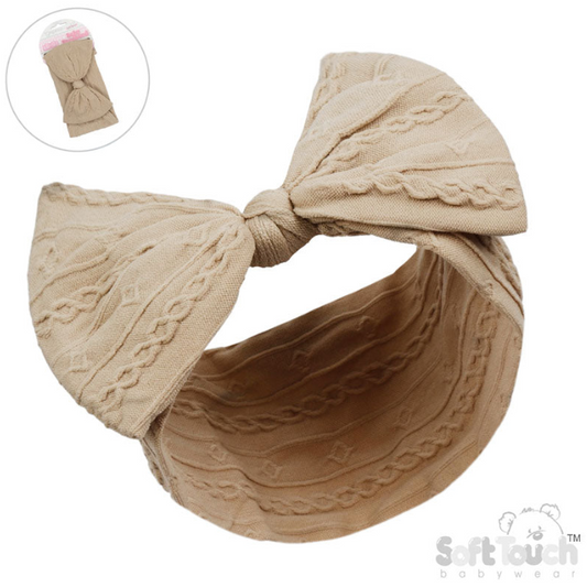 COFFEE CABLE HEADBAND W/BOW (PK12) HB112-COF