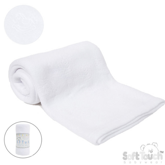 WHITE EMBOSSED FLEECE BABY WRAP (RP) (PK12) FBP05-W
