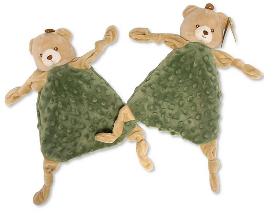 Baby Bear Comforter with Rattle - Sage  (25cm) (PK6) PT-26-0015
