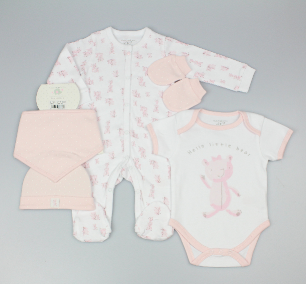 5pc Gift Set - Pink/Hello Little Bear (0-9m) (PK6) M15920