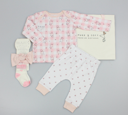 4pc Gift Set w/Bag - Checker/Polka (0-6m) (PK6) M15866