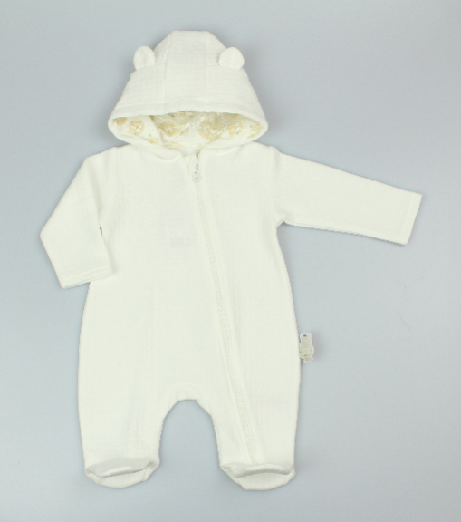 Baby Plain Hooded All in One - Cream (0-9m) (PK6)  M15960