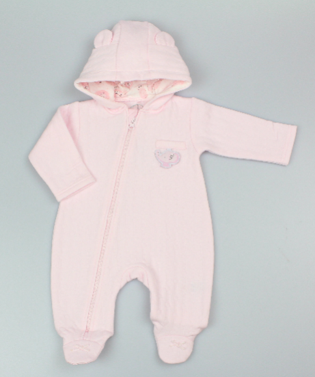 Baby Plain Hooded All in One - Pink (0-9m) (PK6)  M15951